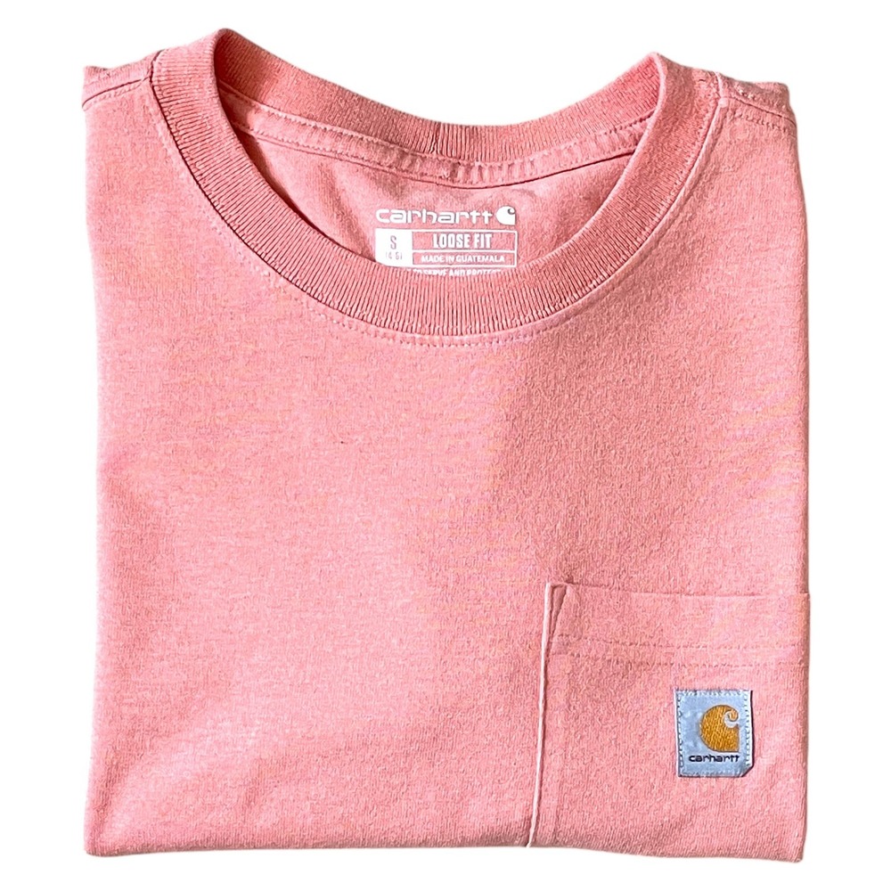Carhartt K87 Pocket S/S T-Shirt SM Light Orange Workwear Logo Clean Shirt READ!